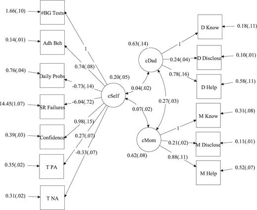 Loadings from final model. All variables are discrete differences of future minus current. Standard errors shown in parentheses