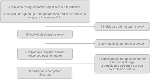 Participant recruitment and survey completion.