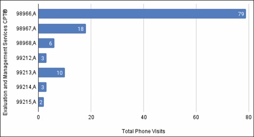 Telephone visits by CPT code. CPT indicates Current Procedural Terminology.