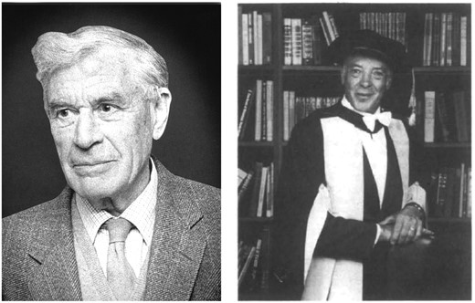 Cecil Terence Ingold and James Frederick Sutcliffe. Ingold (left) was Chairman of the Annals of Botany Company from 1962 to 1971 (portrait from Money, 2012). Sutcliffe (right) was the Editor of Annals of Botany from to 1967 to 1973 (portrait from Anonymous, 1984).