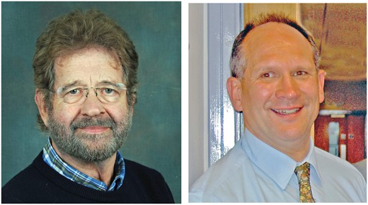 Hugh Gordon Dickinson (left) and John Seymour (Pat) Heslop-Harrison (right). Dickinson was Chairman of the Annals of Botany Company from 2008 to beyond 2012. Heslop-Harrison was Chief Editor of Annals of Botany from 2008 to beyond 2012.