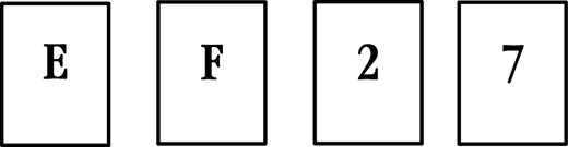Wason selection task cards.