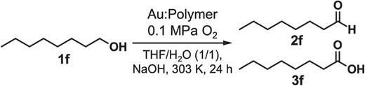 Catalytic performance of Au:PnVP (n = 2, 4) and Au:PVP for the aerobic oxidation of 1-octanol (1f).