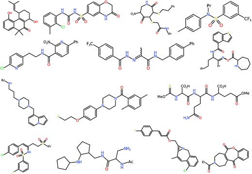 Sample compounds generated using the pretrained model.