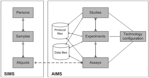 High level class diagram of SIMS and AIMS.