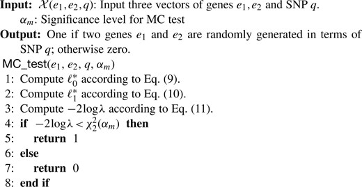 Pseudocode of MC test.