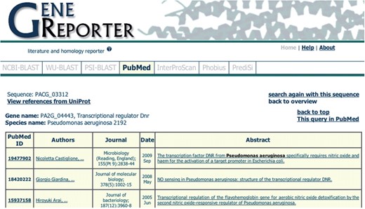 Screenshot of the homology-based document retrieval result. Query sequence in this example: UniProt AcNo A3KZR4.