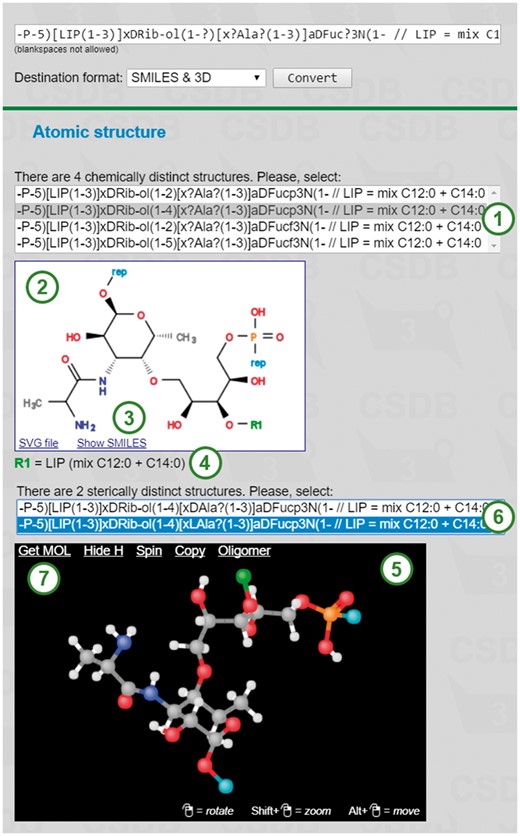 REStLESS tool user interface exemplified on (1–4)-linked 5-phospho-d-ribitol 3-N-alanyl-3-deoxy-α-d-fucopyranose polymer