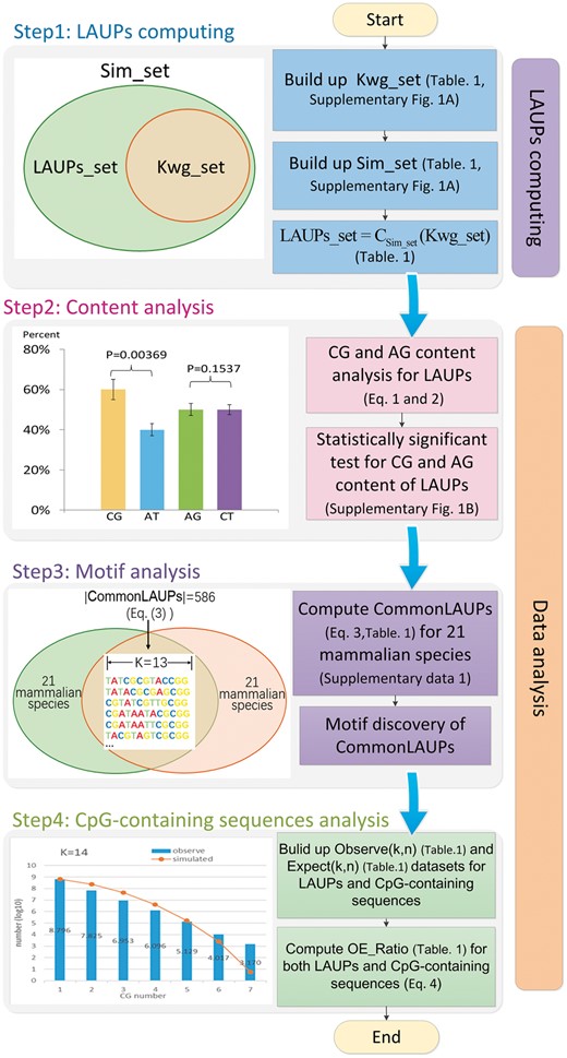 Workflow of the LAUPs analysis algorithm. Here, the terms of Kwg_set, Sim_set and LAUPs_set are detailed in Table 1 (Color version of this figure is available at Bioinformatics online.)