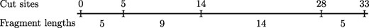 The cut site representation (above) and the fragment length representation (below)