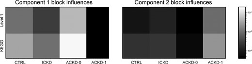 CKD Model B1 block influences. Left: first component. Right: second component
