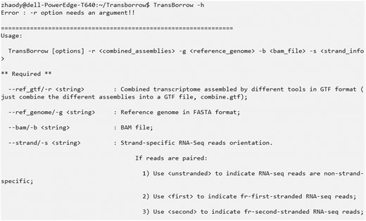 The help information of TransBorrow.