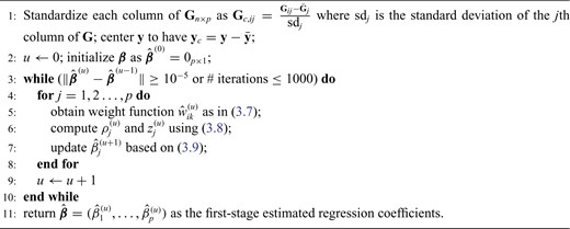 Coordinate descent algorithm to solve ${{\boldsymbol\beta}}$ in (2.6)