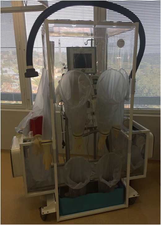 Satellite isolator for haemofiltration machine.