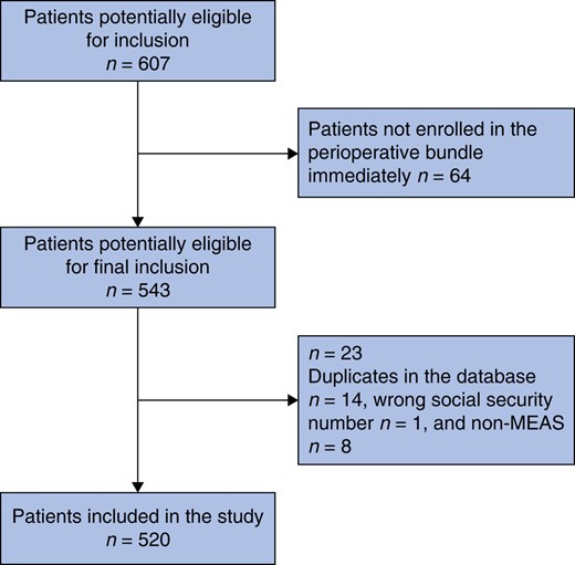 Flow chart showing the inclusion and exclusion of patients in the present study