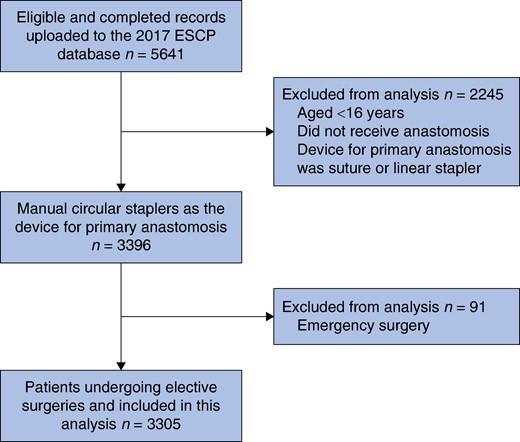 Patient flow chart for records included in the analysis