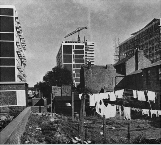 An image of Hillfields in the mid-1960s: captioned ‘resurgence and renewal’ by 1966 Coventry Review Plan (City of Coventry, 1967: Photographic Section, 48).