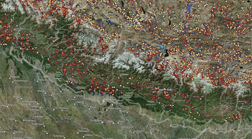Hundreds of 50-GWh off-river pumped-hydro sites in Nepal [42, 43]