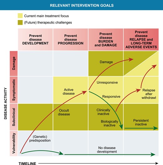 Relevant intervention opportunities in the development and treatment of chronic inflammation in JIA. Modified from Swart et al., PMID 27461267