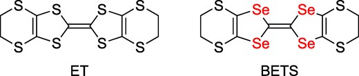 Molecular structures of ET and BETS.