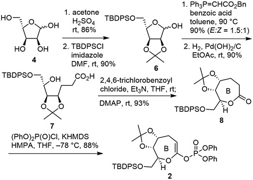 Synthesis of enol phosphate 2 corresponding to B ring of MTX.