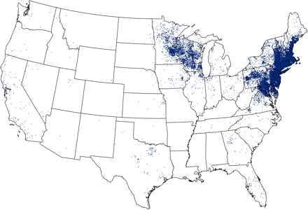Reported cases of Lyme Disease, United States, 2009.