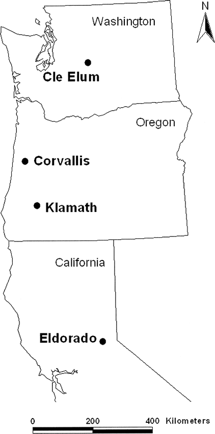 Locations of long-term Spotted Owl demographic study areas in California, Oregon, and Washington.