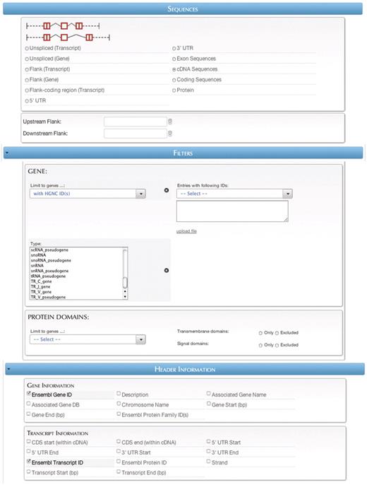 The sequence retrieval plug-in page.