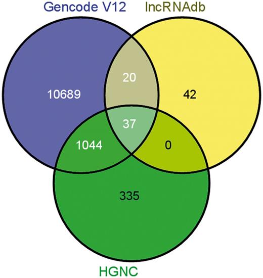 Comparison of annotations between other databases/datasets on long noncoding RNAs.