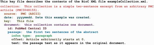 The exampleCollection.key file describing the elements of the exampleCollection.xml file.