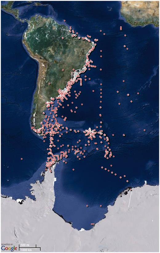 Geographical data of the sampling stations included in the NONATObase.