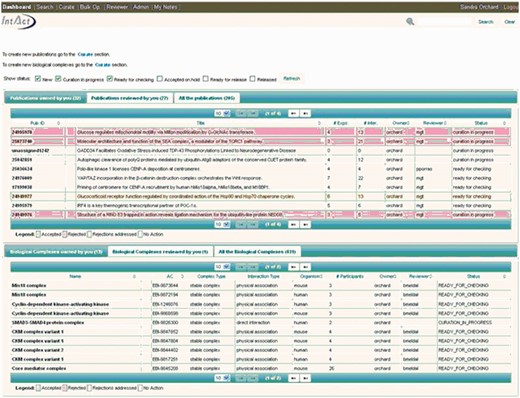 The IntAct web-based editorial tool.