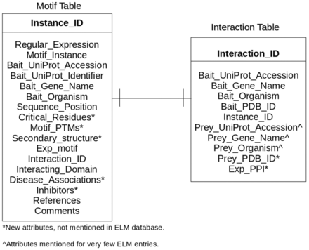 Entity-relationship diagram of LMPID. Asterisk (*) marked attributes present only in LMPID, whereas caret (^) marked attributes were substantially enriched as compared with ELM.