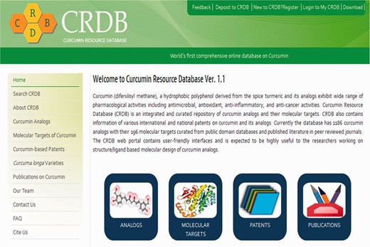 Web interface of CRDB.