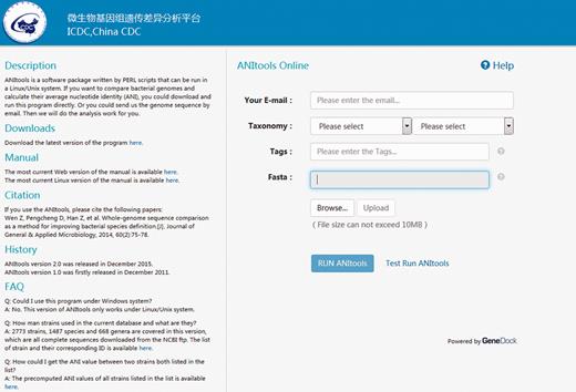 Interface of the input page.