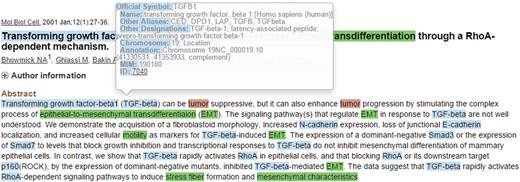 Summary information of the recognized TGF-beta gene.