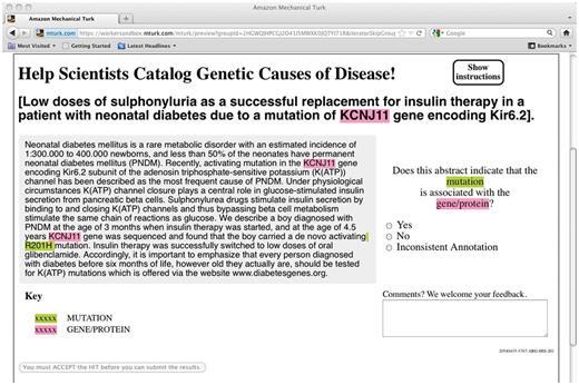 Screenshot of Interface for Judging Gene-Mutation Relations.
