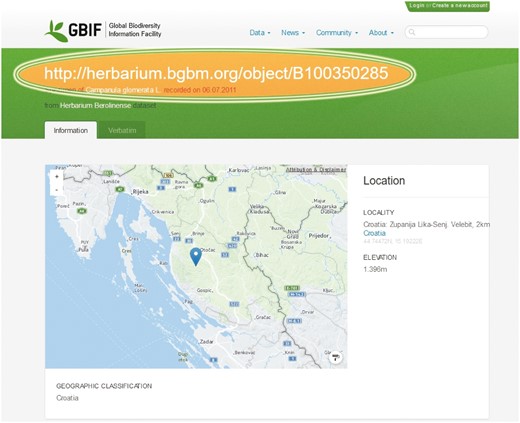 CETAF stable HTTP URIs in the GBIF data portal. The Global Biodiversity Information Facility (GBIF) publishes CETAF stable HTTP URIs via their data portal.
