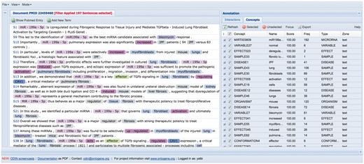 ODIN interface. At the left side there is the article tagged and at the right side all the terms that appeared at the dictionary.