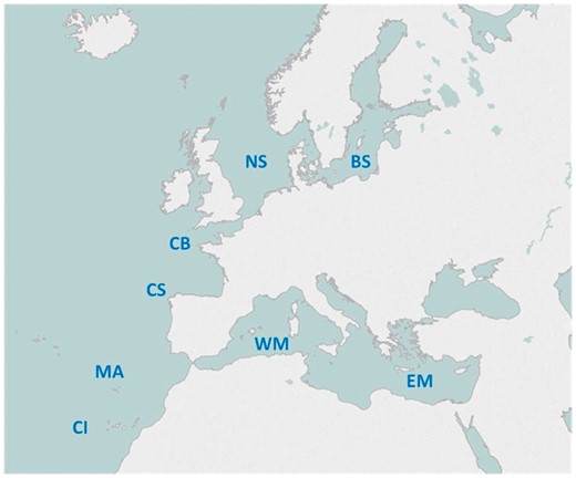 European sea areas covered by the project.