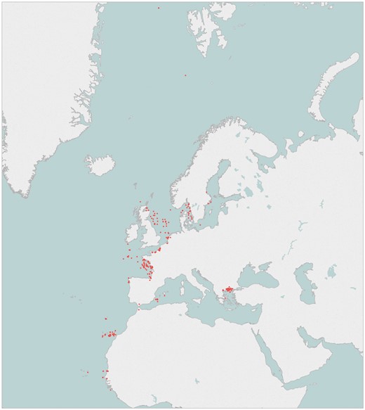 Geographical position of the sampling locations.