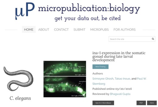 Micropublication: biology platform homepage at http://www.micropublication.org.