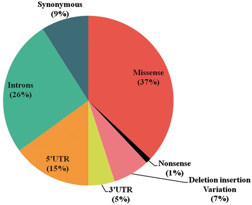 Statistics (Part 2). A. The pie chart depicts the percentage of types of variants defined in mutTCPdb.