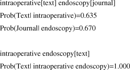 Example of probabilistic field assignments using unigram and bigram language models.