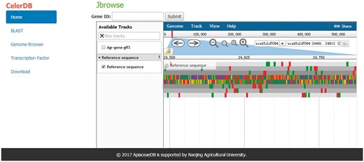 Interface of Genome Browser on CeleryDB.