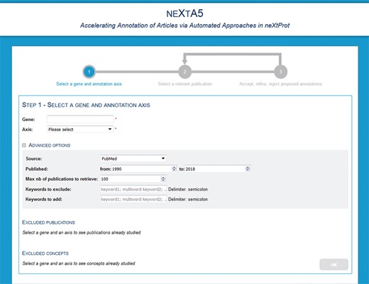 neXtA5 user interface for query page.