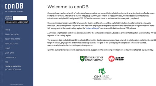 Homepage of cpnDB.