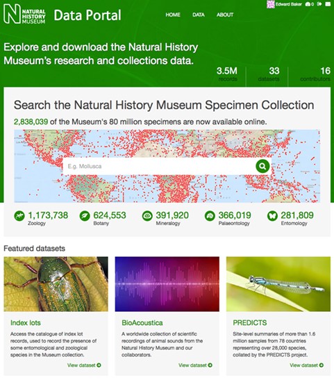 The data portal homepage.