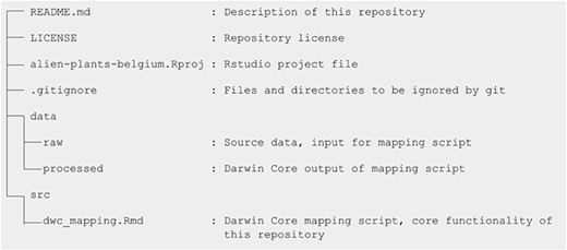 Structure of the GitHub repository of the Manual of Alien Plants Belgium.