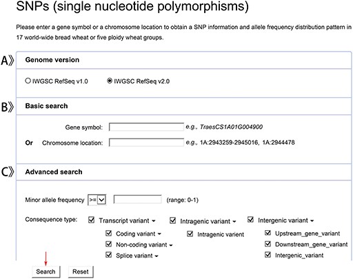 Screenshots of a SNP data search.